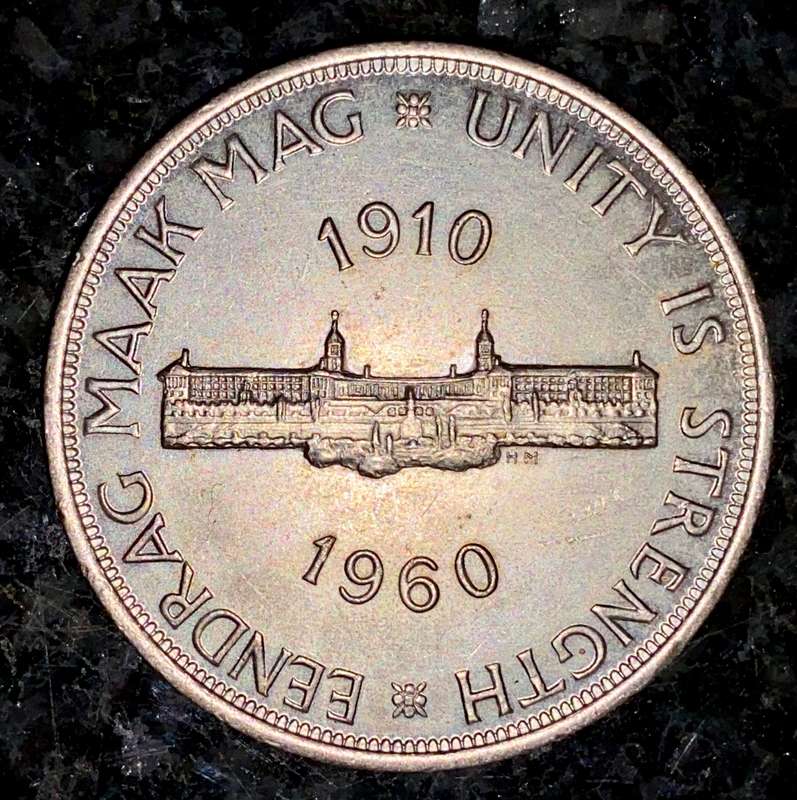 S A UNION SILVER 5 SHILLINGS 1960 VERY GOOD CONDITION SILVER CROWN