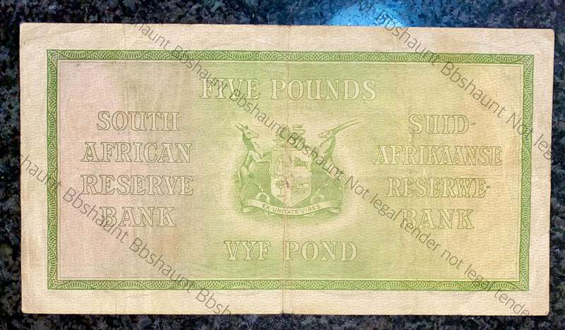 M.H De Kock 5 pound 8th April 1947 - B29