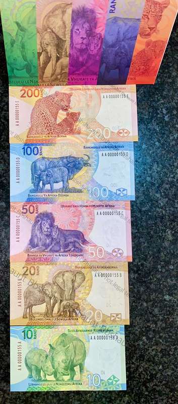L Kganyago very low matching numbers -- AA00000155 --2023 unc in original S A Reserve bank folder