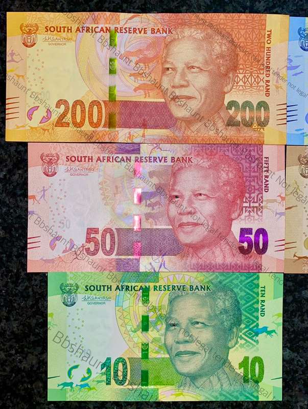 COMPLETE SET L KGANYAGO R200 TO R10 - FIRST ISSUE 2018 UNC-AUNC MANDELA WTM