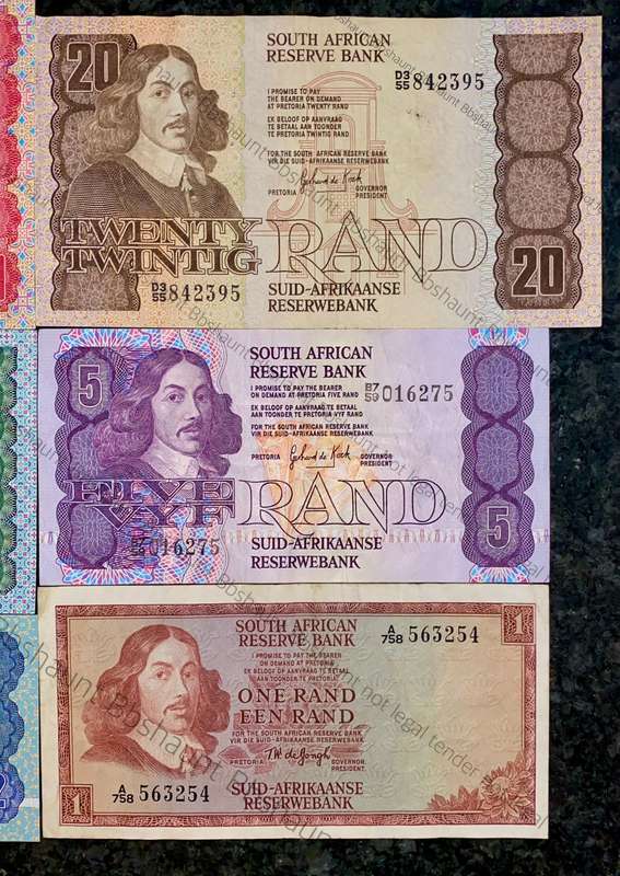 Complete set GPC De Kock & decimals R50 TO R2 - 1980s(R1 de Jongh 1975) (1 bid takes all)
