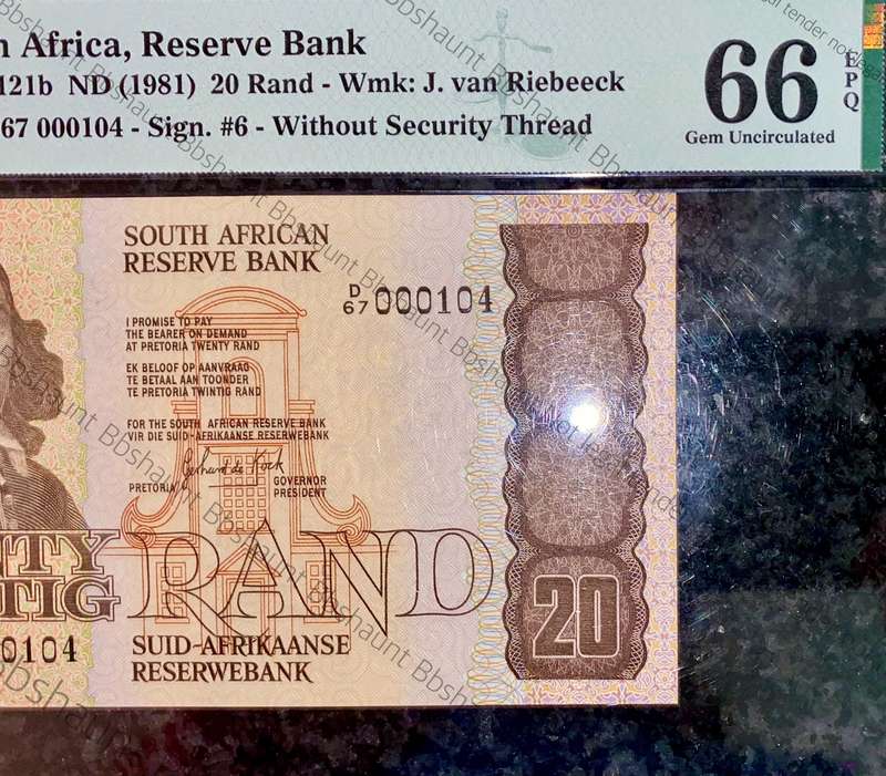 GPC De Kock Graded Low Matching No -000104 First Issue R20, R10 & R5 Graded Gem UNC EPQ 66 & 64 PMG