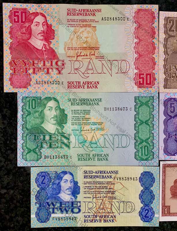 complete set gpc de kock & decimals R50 TO R2 - 1980s(R1 de Jongh 1975)- (1 bid takes all)