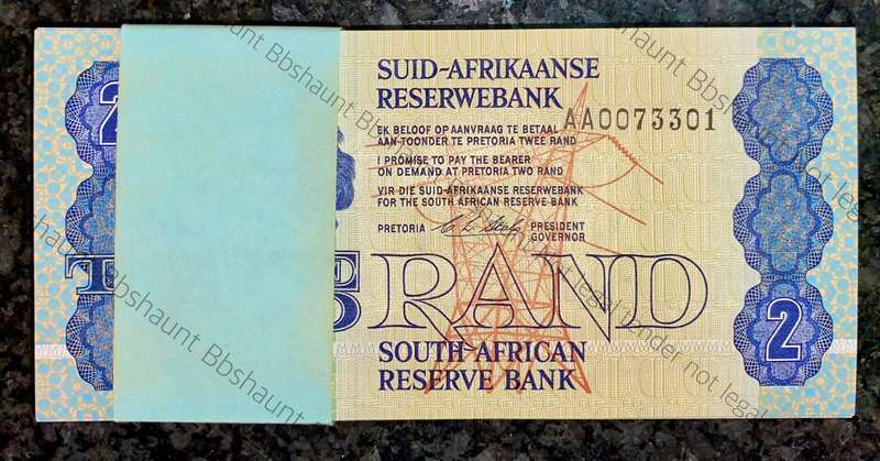 CL Stals Full Pack R2 in sequence AA0073301-400 UNC 1st issue 1990 as from SA Bank with bank band