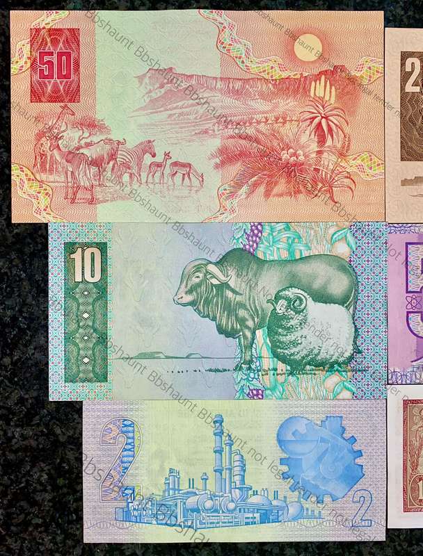 COMPLETE SET OF GPC DE KOCK & DECIMALS UNC-EF R50 TO R2 - 1980s(R1 TW DE JONGH 1975)1 BID TAKES AL