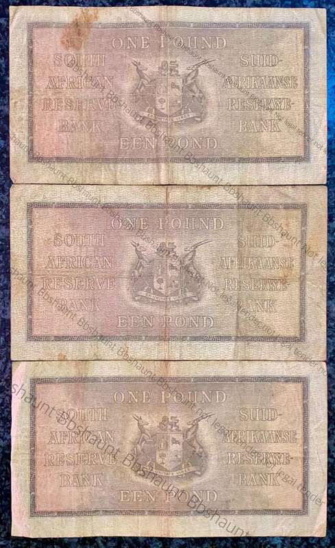 Mh De Kock. Set 1 pound Pretoria 1945-1946-1947 (1 bid takes all)
