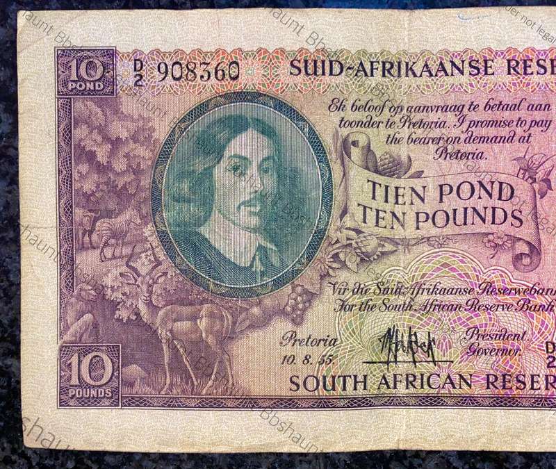 Mh De Kock. 10 pound Pretoria 10-8-1955 - D2