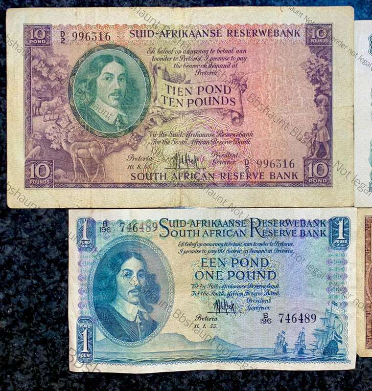 Mh De Kock. set 10 pound to 10 shillings 1954-1955-1957 (1 bid takes all)
