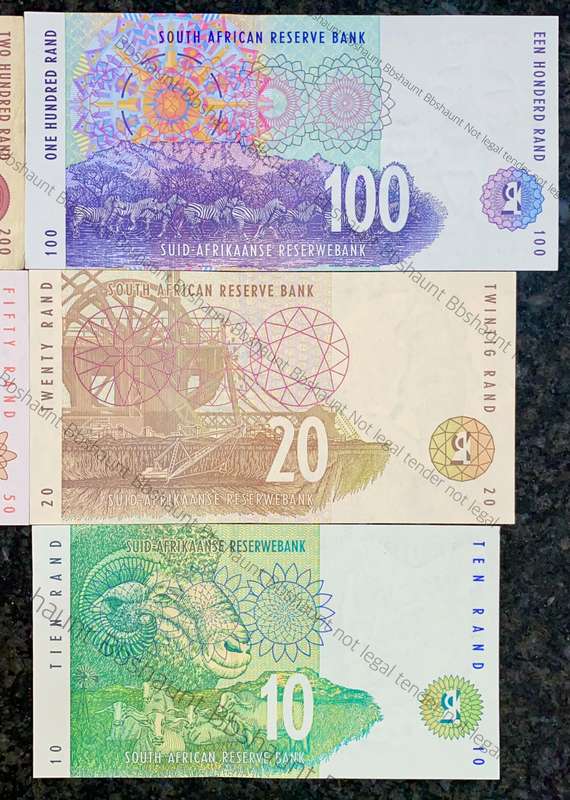 Complete set CL Stals R200 to R10 mostly UNC 2nd issue 1993 (1 bid takes all)