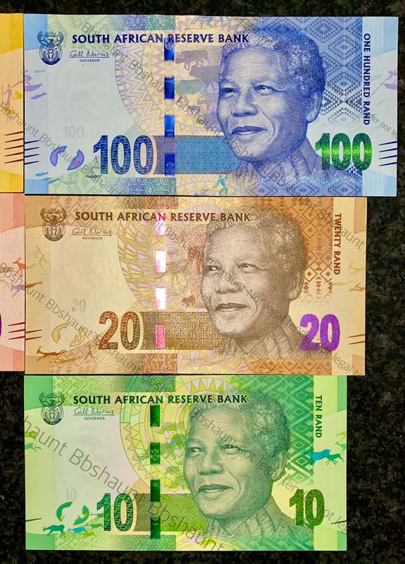 COMPLETE SET OF ALL AA GILL MARCUS R200 TO R10 UNC 2ND ISSUE 2012(MANDELA WTM) 1 BID TAKES ALL)