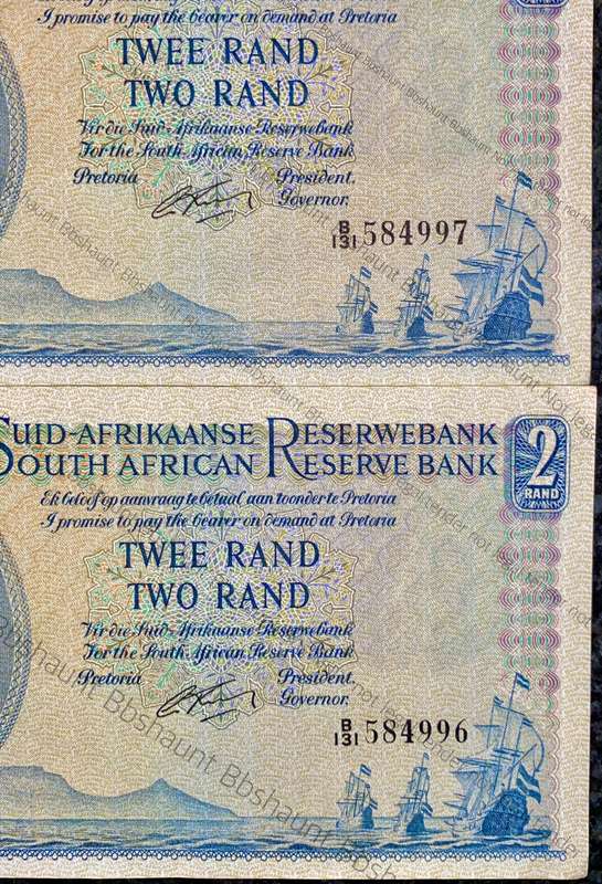 G RISSIK R2 IN SEQUENCE B131 /584996-997 UNC A/E FIRST ISSUE 1962 (1 BID TAKES ALL)