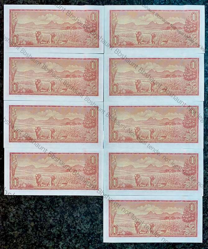 TW De Jongh. R1 in sequence B598 /387221-229 unc-aunc 3rd issue 1975 (1 bid takes all 9)