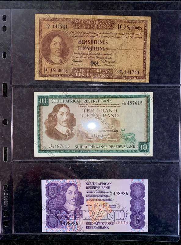 South Africa Banknotes Set - sleeves included (1 bid takes all))