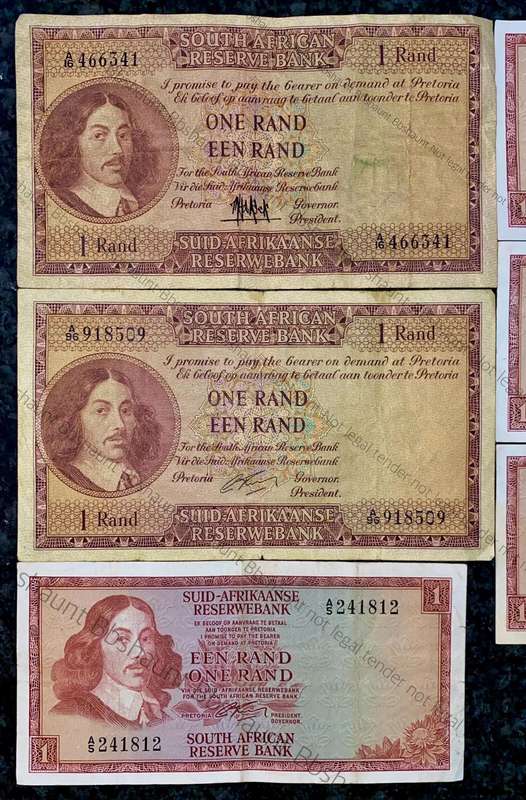 Set Of All R1 - from 1961 to 1975 - MH De Kock - G Rissik & TW De Jongh all issues (1 bid takes all)