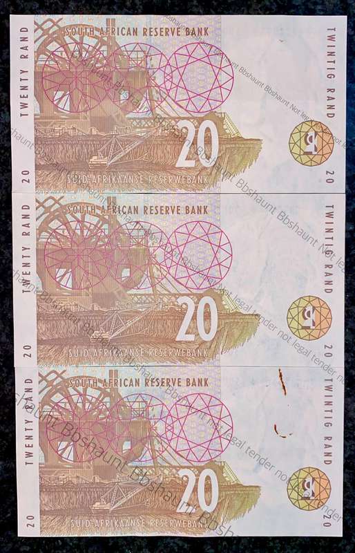 CL Stals. R20 -- in sequence ED5472995-997 Elephant wtm 2nd issue 1993 aunc (1 bid takes all)