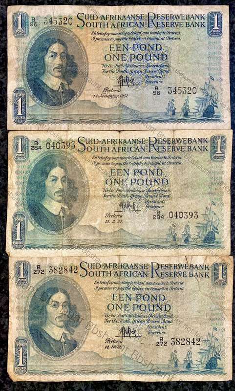 Mh De Kock 1 pound - 1951 - 1956 - 1957 (1bid takes all)