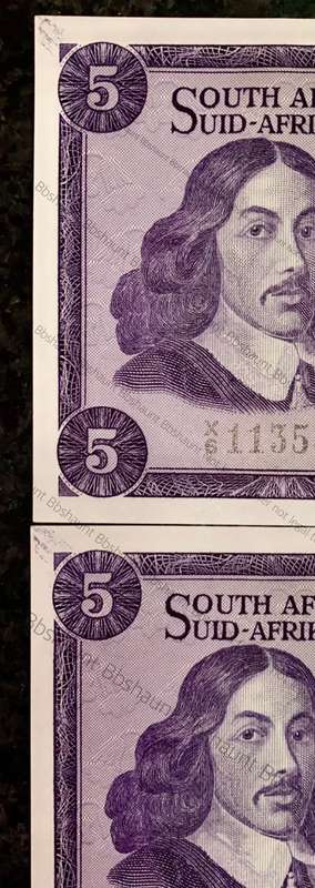 REPLACEMENT NOTE TW DE JONGH R5 IN SEQ X6 /113557-558 UNC 1ST ISSUE 1967 SPRINGBUCK WTM(I BID FOR AL
