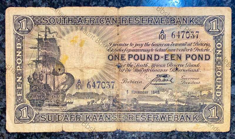J Postmus. 1 pound 5th November 1940