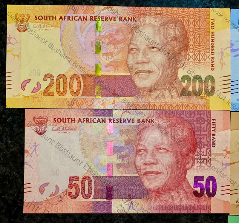 COMPLETE SET OF ALL AA GILL MARCUS R200 TO R10 UNC 2ND ISSUE 2012(MANDELA WTM) 1 BID TAKES ALL)