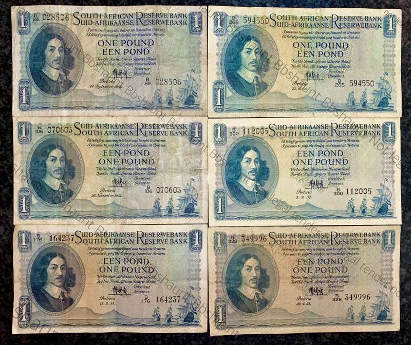 MH DE KOCK SET 1 POUND 1950 - 1951 - 1954 - 1956 - 1957 & 1958 -- 2ND & 3RD ISSUE(1 BID TAKES ALL)