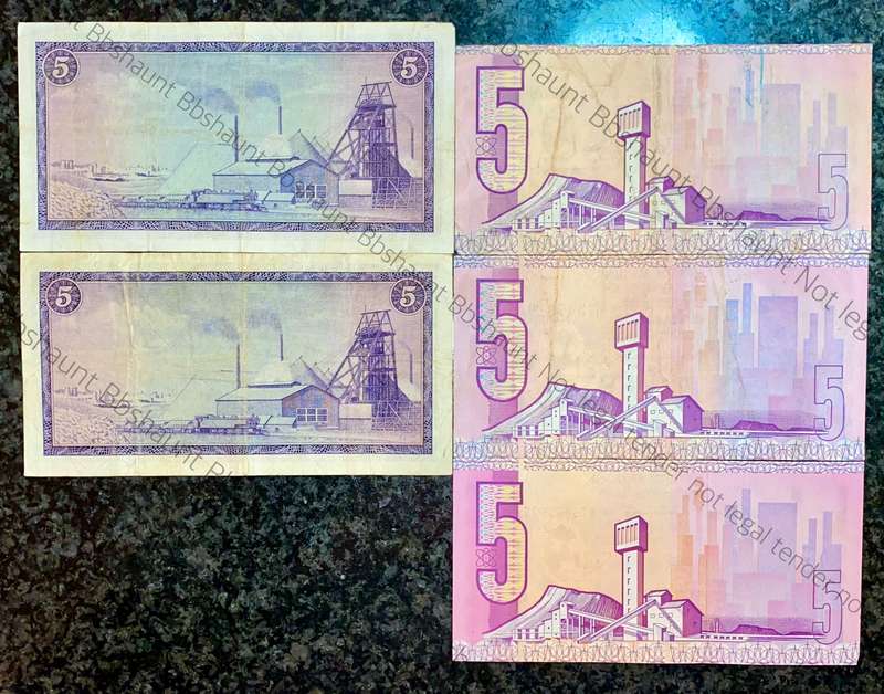 SET OF R5 NOTES ALL GOVERNORS FROM 1966-1990 - G RISSIK, TW DE JONGH, DE KOCK & STALS(1 BID TAKES AL