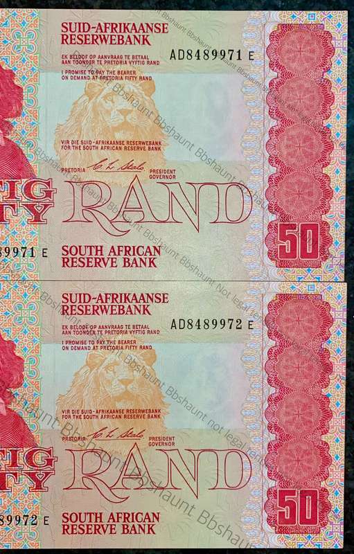 CL STALS R50 IN SEQUENCE AD8489971-972 UNC A/E 1ST ISSUE 1990 (1 BID TAKES ALL)