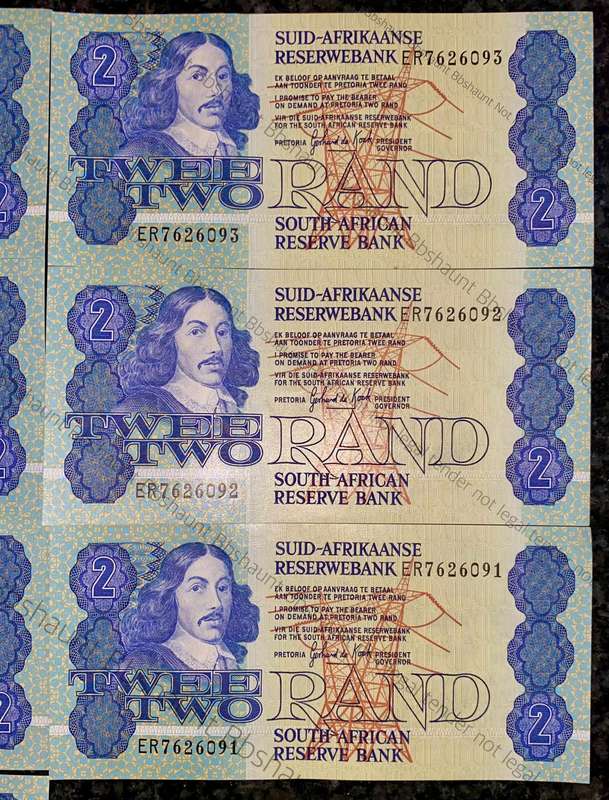 GPC De Kock. R2 in sequence ER7626100-096 & 093-091 UNC 3rd issue 1984(1 bid takes all )