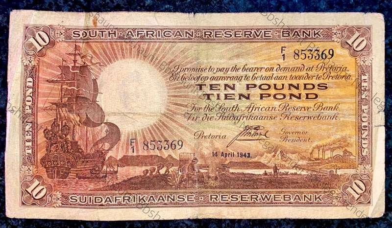 J Postmus 10 pound F1 - 14th April 1943 only issue