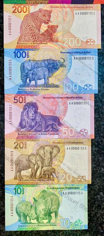 L Kganyago very low matching numbers -- AA00000155 --2023 unc in original S A Reserve bank folder