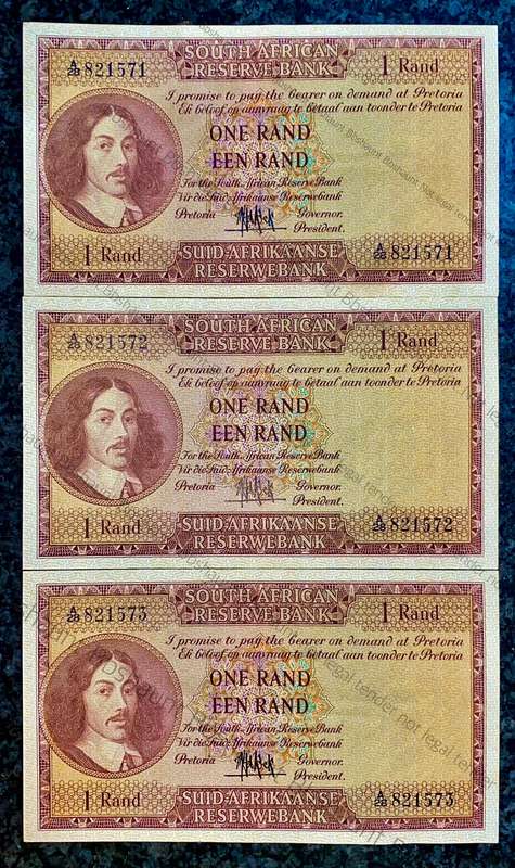 Mh De Kock R1 in sequence A28 /821571-573 aunc 1st issue 1961 (1 bid takes all)