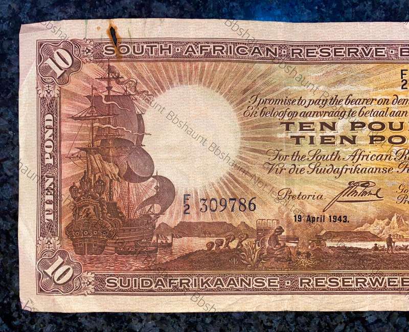 J Postmus 10 pound F2 - 19th April 1943 only issue