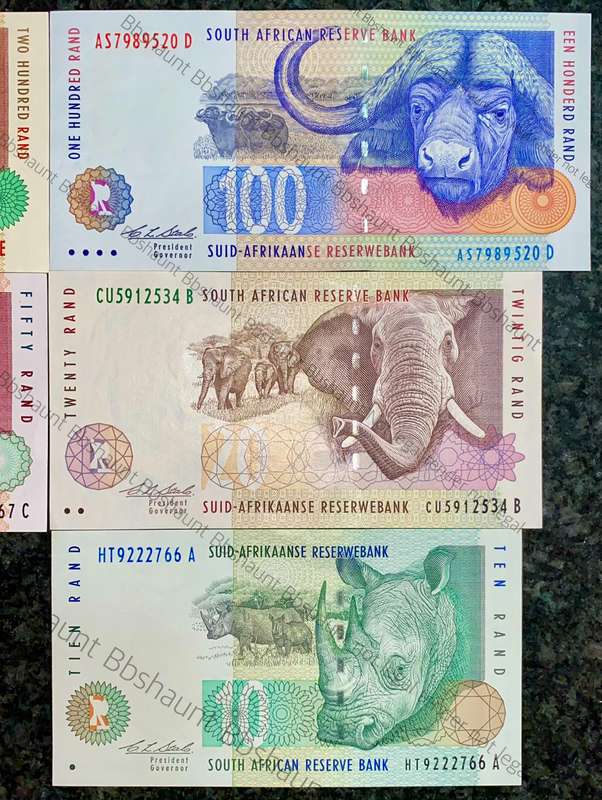 COMPLETE SET OF CL STALS & DECIMALS R200 TO R10 SECOND ISSUE 1994 UNC (1 BID TAKES ALL)