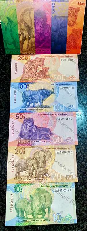 L KGANYAGO AA VERY LOW MATCHING NUMBERS -- AA0000218 --2023 UNC IN ORIGINAL S A RESERVE BANK FOLDER