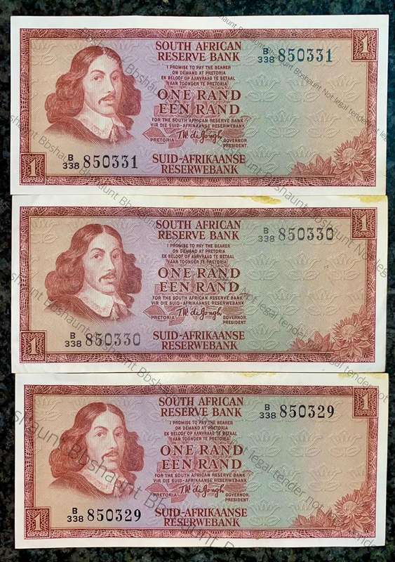TW De Jongh. R1 in sequence B338 /850331-329 aunc 3rd issue 1975 (1 bid takes all)