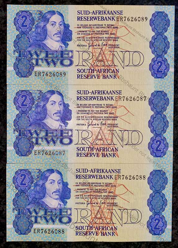 GPC De Kock. R2 in sequence ER7626089-087 UNC 3rd issue 1984 (1 bid takes all )