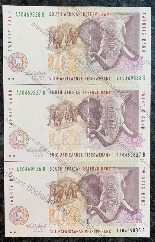 CL STALS R20AA IN SEQUENCE AA0469836-838 UNC E/A 1ST ISSUE 1990 (1 BID TAKES ALL)