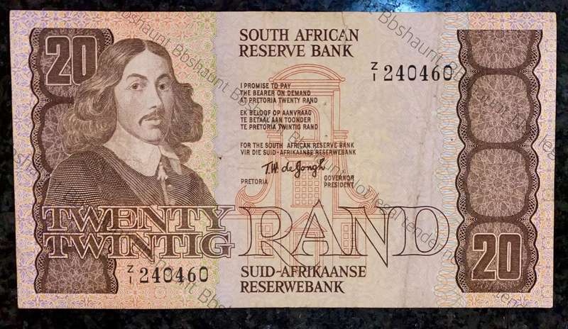 Replacement Note. TW De Jongh R20 - Z1 - 4th issue 1979