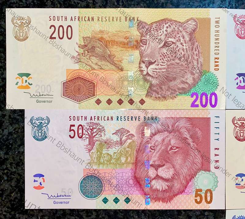 Complete set TT Mboweni R200 to R10 -- 2nd issue 2004 UNC animals wtm (1 bid takes all)