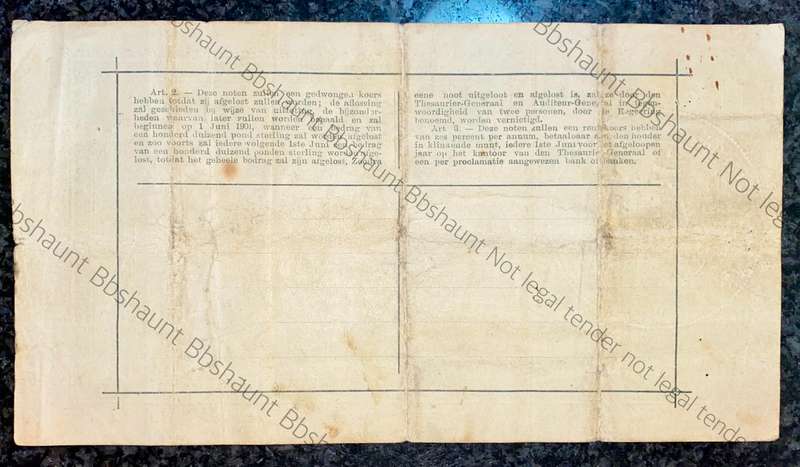 Z.A.R PRETORIA 50 POUND GOVERNMENT NOOT 28-05-1900 NO 790  SPADE BORDER STATE PRINTER Z.A. REPUBLIEK