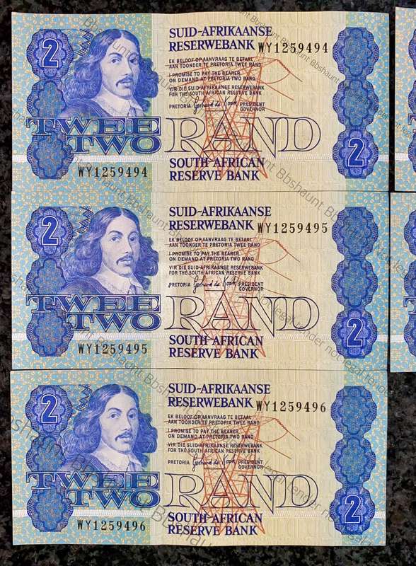 Replacement Note. GPC De Kock R2 in seq WY1259496-491- 3rd issue 1990 (1 bid takes all)
