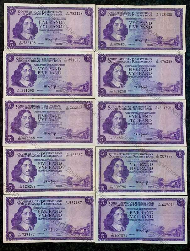 Tw De Jongh. R5 springbuck wtm & van Riebeeck wtm 1967/1976 (1 bid takes all)
