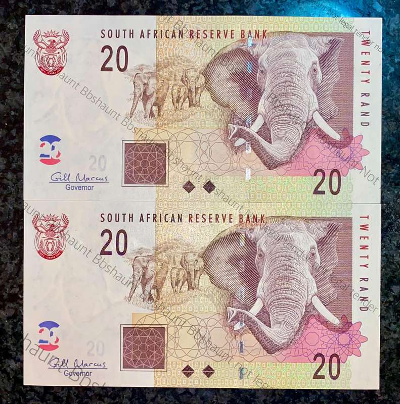 G Marcus R20 in sequence CR7633766-765 UNC 1st issue 2009 elephant wtm(1 bid takes all)