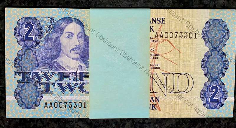 CL Stals Full Pack R2 in sequence AA0073301-400 UNC 1st issue 1990 as from SA Bank with bank band