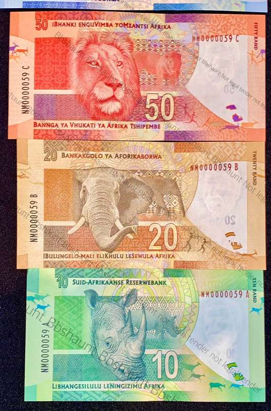 SOUTH AFRICA SET VERY LOW NO - L. KGANYAGO AA0000214 & G. MARCUS NM0000059 ( NELSON MANDELA SCARCE )