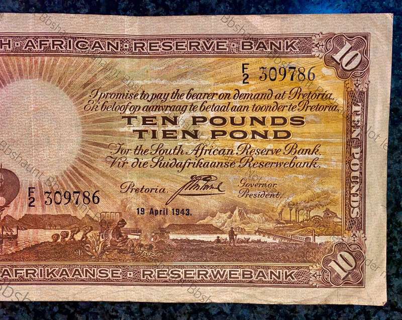 J Postmus 10 pound F2 - 19th April 1943 only issue