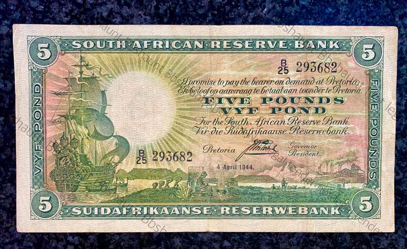 J.Postmus 5 pound 1944 - B25 First issue