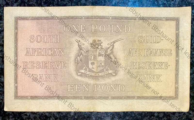 Mh De Kock. 1 pound Pretoria 1946 -- A166