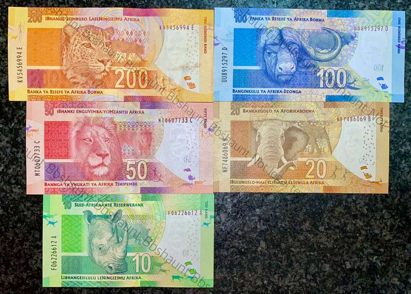 COMPLETE SET L KGANYAGO R200 TO R10 - FIRST ISSUE 2018 UNC-AUNC MANDELA WTM