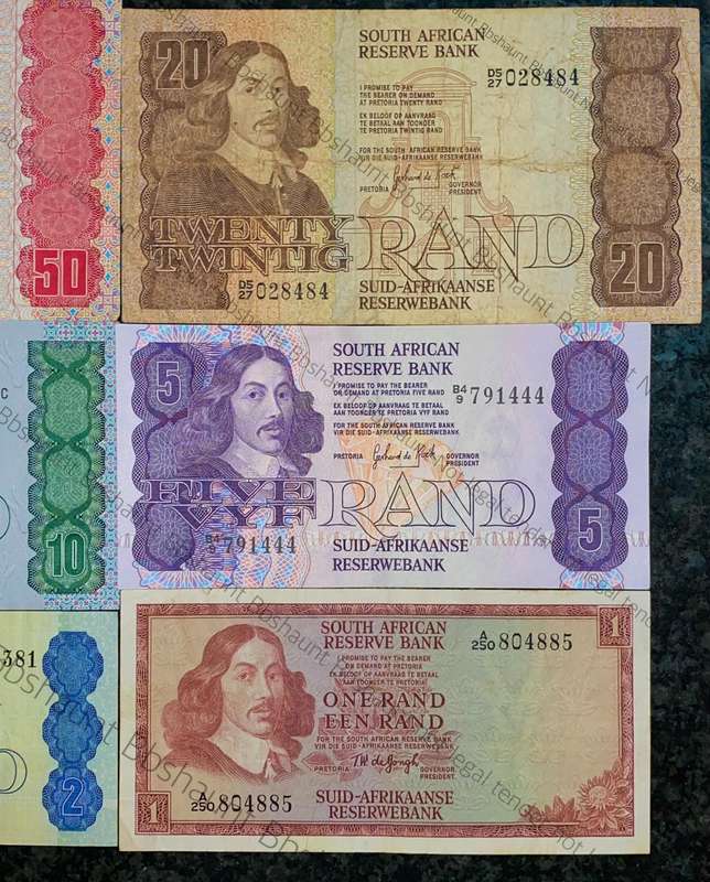 Complete Set GPC De Kock & Decimals R50 TO R2 - 1980s (R1 de Jongh 1975) (1 bid takes all)
