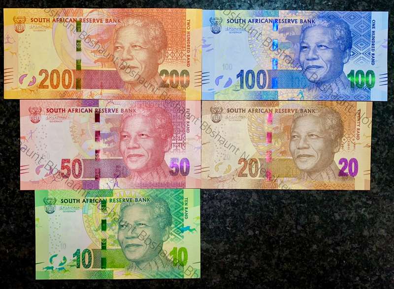 COMPLETE SET L KGANYAGO R200 TO R10 - FIRST ISSUE 2018 UNC-AUNC MANDELA WTM